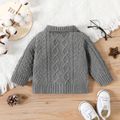 Baby Boy/Girl Button Front Thermal Grey Knitted Sweater Cardigan Grey image 2