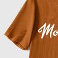 Mommy and Me Cotton Ribbed Short-sleeve Letter Graphic Tee and Floral Print Pants Sets Brown- image 3