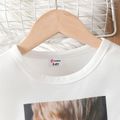 2pcs Kid Girl Figure Print 3D Bowknot Design Sweatshirt and Plaid Leggings Set White image 2