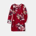 Family Matching Allover Floral Print Bodycon Dress and Raglan-sleeve Striped T-shirts Sets MAROON image 5