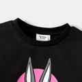 Looney Tunes 2pcs Kid Girl Tie Knot Long-sleeve Tee and Colorblock Leggings Set Black image 5