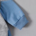 2pcs Baby Boy Dinosaur & Letter Print Colorblock Long-sleeve Sweatshirt and Solid Sweatpants Set Blue image 4