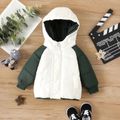 Baby Boy/Girl Colorblock Raglan-sleeve Thickened Thermal Coat Green/White image 1