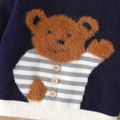 Baby Boy/Girl Fuzzy Bear Graphic Long-sleeve Knitted Pullover Sweater Tibetanblue image 3