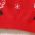 عيد الميلاد طفلة الغزلان الرسم الأحمر هدب الرقبة طويلة الأكمام محبوك سترة أحمر image 4