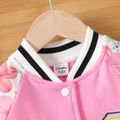 Kid Girl Floral Print Letter Embroidered Raglan Sleeve Bomber Jacket Pink image 4