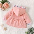 Baby Girl Floral Print Lined Ruffle Hooded Long-sleeve Textured Jacket Pink image 2