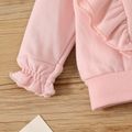 2pcs Baby Girl Pink Ruffle Trim Long-sleeve Hoodie and Pants Set Pink image 5