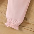 2pcs Baby Girl Pink Ruffle Trim Long-sleeve Hoodie and Pants Set Pink image 3