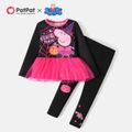 Peppa Pig 2pcs Toddler Boy/Girl Halloween Graphic Long-sleeve Tee and Pants Set Black image 1