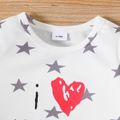 Baby Boy/Girl Heart & Letter Graphic Allover Stars Print Long-sleeve Sweatshirt White image 3