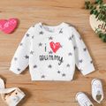 Baby Boy/Girl Heart & Letter Graphic Allover Stars Print Long-sleeve Sweatshirt White image 2