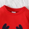 Christmas Baby Boy/Girl Deer Embroidered Red Long-sleeve Jumpsuit Red image 3