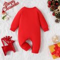 Christmas Baby Boy/Girl Deer Embroidered Red Long-sleeve Jumpsuit Red image 2