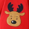 Christmas Baby Boy/Girl Deer Embroidered Red Long-sleeve Jumpsuit Red image 4