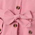 Baby Girl Plaid & Pink Spliced Ruffle Trim Single Breasted Belted Trench Coat Pink image 5