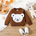 Baby Boy/Girl Bear Print Brown Raglan-sleeve Sweatshirt Brown image 1