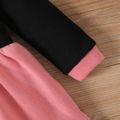 Baby Girl Color Contrast Bow Front Long-sleeve Thickened Dress Color block image 4