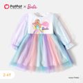 Barbie Toddler Girl Gradient Color Mesh Design Long-sleeve Cotton Dress Ombre image 1