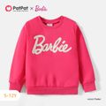 Barbie Kid Girl Letter Embroidered Pullover Sweatshirt Pink image 1