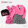 Barbie 2pcs Toddler Girl Sleeveless Dress and Suede Cardigan Jacket Set PINK-1 image 2