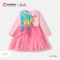 Barbie Toddler Girl Mesh Splice Long-sleeve Dress Pink image 1