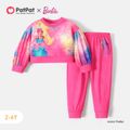 Barbie 2pcs Toddler Girl Allover Print Pink Pullover Sweatshirt and Pink Pants Set Pink image 1