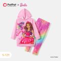 Barbie 2pcs Kid Girl Character Print Pink Hoodie Sweatshirt and Tie Dyed Leggings Set Pink image 1