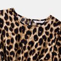Family Matching Allover Leopard Print Long-sleeve Belted Dresses and Polo Shirts Sets Colorful image 3