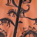 Kid Boy Animal Dinosaur Print Hooded Jacket Khaki image 4