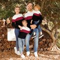 Family Matching Cotton Rib Knit Colorblock Long-sleeve Hoodies Black/White/Red image 3