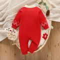 Christmas Baby Boy/Girl Deer Graphic Red Knitted Jumpsuit Red image 2