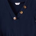 Family Matching Cotton Short-sleeve Colorblock Ribbed T-shirts and V Neck Flutter-sleeve Spliced Floral Print High Low Hem Dresses Sets royalblue image 3
