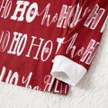 Christmas Family Matching Allover Letter Print Burgundy Long-sleeve Naia Pajamas Sets (Flame Resistant) Burgundy image 4