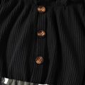 2pcs Toddler Girl Trendy Off Shoulder Ruffled Tee and Camouflage Print Pants Set Black image 4