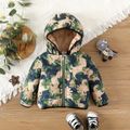 Baby Boy Allover Dinosaur Print Thermal Hooded Winter Coat Army green image 1