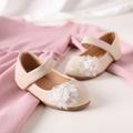 Toddler / Kid Faux Pearl Flower Decor Flat Mary Jane Shoes Beige image 2
