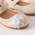 Toddler / Kid Faux Pearl Flower Decor Flat Mary Jane Shoes Beige image 4