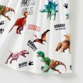 Family Matching Cotton Short-sleeve Button Front Colorblock T-shirts and Dinosaur & Letter Print Spliced Dresses Sets ColorBlock image 5