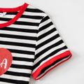 Valentine's Day Family Matching 95% Cotton Striped Short-sleeve Graphic Dresses and Polo Shirts Sets ColorBlock image 3