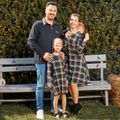 Family Matching Green Plaid A-line Dresses and Contrast Collar Long-sleeve Polo Shirts Sets Green image 5