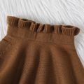 2pcs Baby Girl Solid Knitted Ruffle Trim Long-sleeve Top and Skirt Set Brown image 5