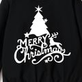 Christmas Family Matching 100% Cotton Xmas Tree & Letter Print Long-sleeve Sweatshirts Black image 3