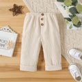 Baby Boy/Girl Button Front Solid Corduroy Pants Apricot image 1