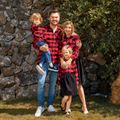 Christmas Family Matching Red Plaid Long-sleeve Button Up Shirts and Mesh Skirts Sets redblack image 3