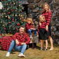 Christmas Family Matching Red Plaid Long-sleeve Button Up Shirts and Mesh Skirts Sets redblack image 5
