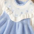 Heart Print Ruffle Decor Long-sleeve Knitted Red Toddler Dress Light Blue image 4