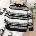 Kid Boy Stripe Colorblock Knit Sweater BlackandWhite image 2