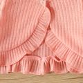 Baby Girl Solid Rib Knit Ruffle Trim Long-sleeve Cardigan Mauve Pink image 5