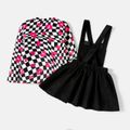 L.O.L. SURPRISE! 2pcs Toddler Girl Plaid Turtleneck Long-sleeve Tee and Suspender Skirt Set Black image 3